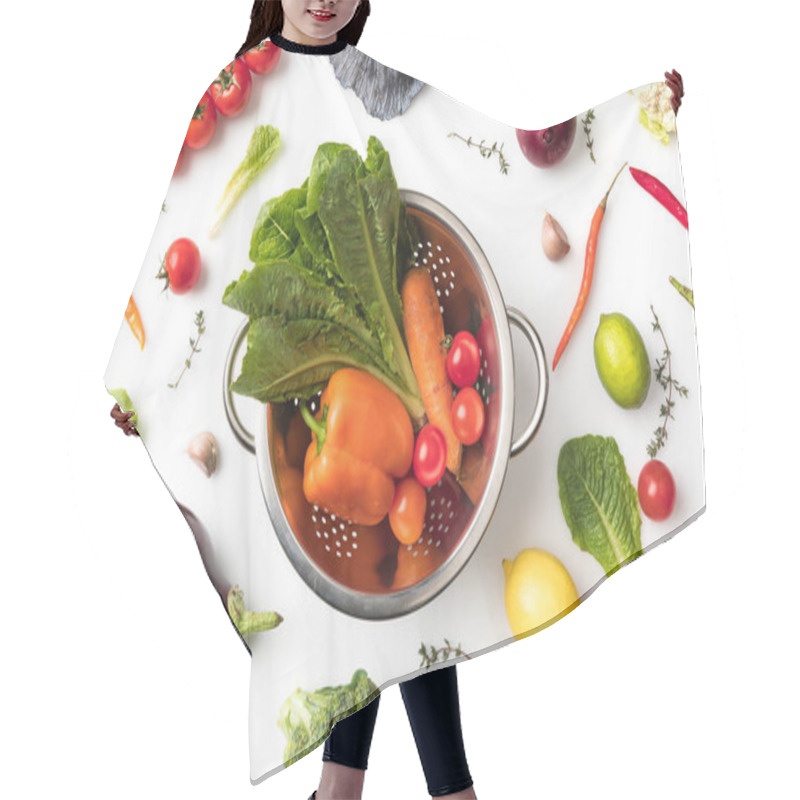 Personality  Colander With Vegetables Hair Cutting Cape