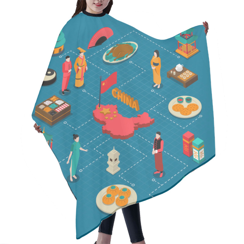 Personality   China Touristic Isometric Composition  Hair Cutting Cape