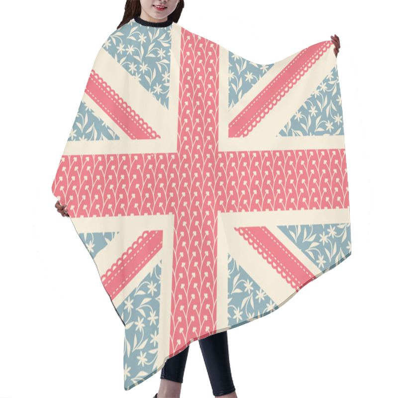 Personality  Floral Union Jack Hair Cutting Cape