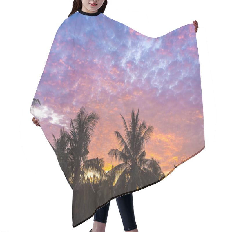 Personality  A Palm Tree In Front Of A Sunset Hair Cutting Cape