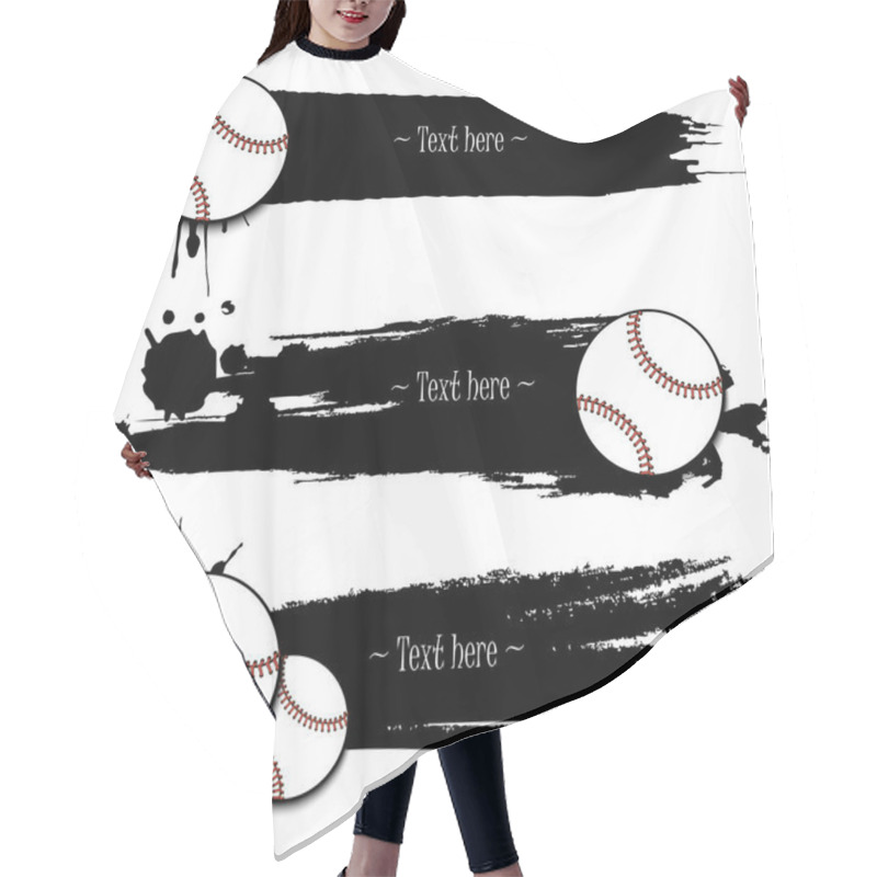 Personality  Set Of Hand Drawn Grunge Banners With Baseball Hair Cutting Cape