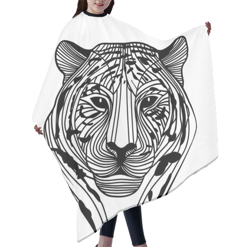 Personality  Tiger Head Silhouette, Vector Hair Cutting Cape