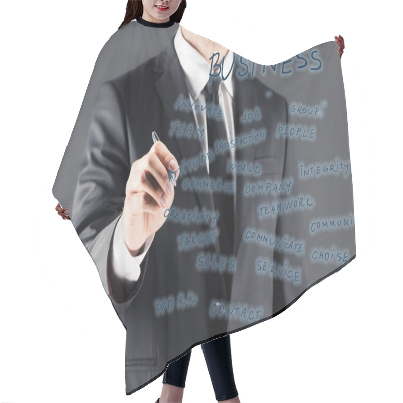 Personality  Businessman Writing On Glass Panel Hair Cutting Cape