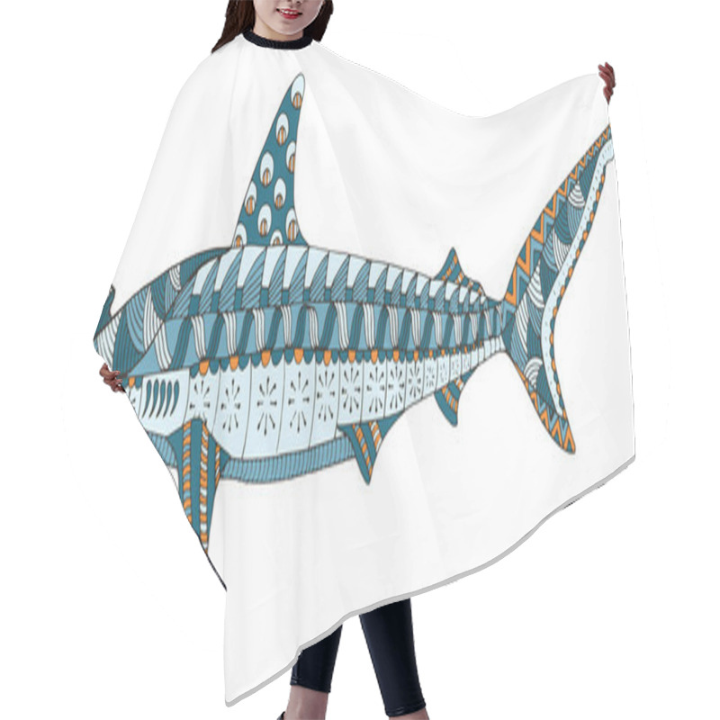 Personality  Hammerhead Shark Zentangle Stylized, Vector, Illustration, Pattern, Freehand Pencil, Hand Drawn. Hair Cutting Cape