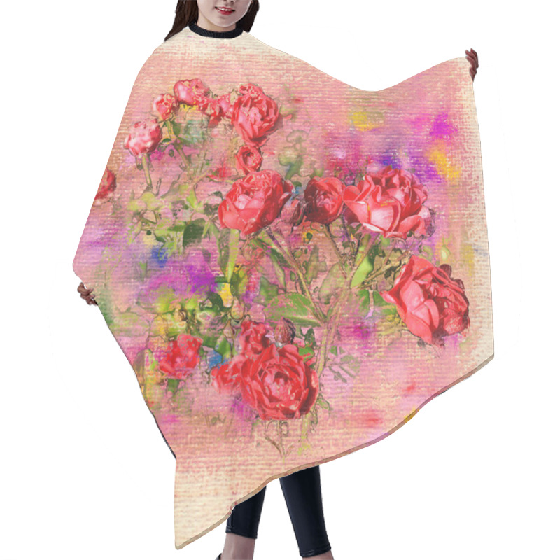 Personality  Roses, Pastel Chalk Illustration Hair Cutting Cape