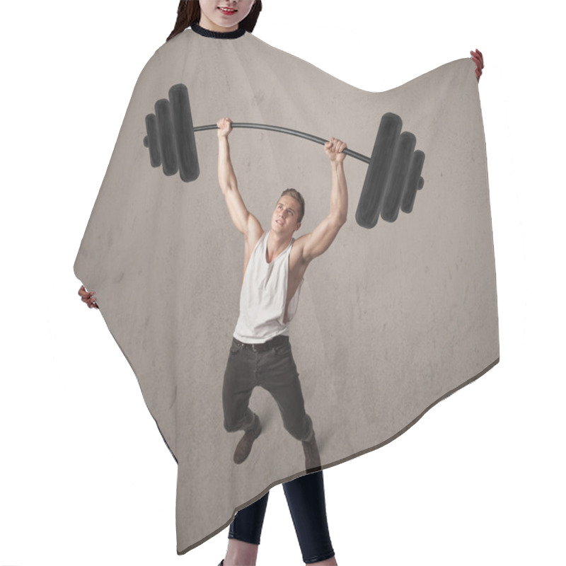 Personality  Muscular Man Lifting Weights Hair Cutting Cape