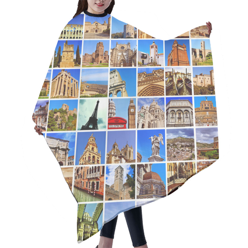 Personality  European Landmarks Collage Hair Cutting Cape