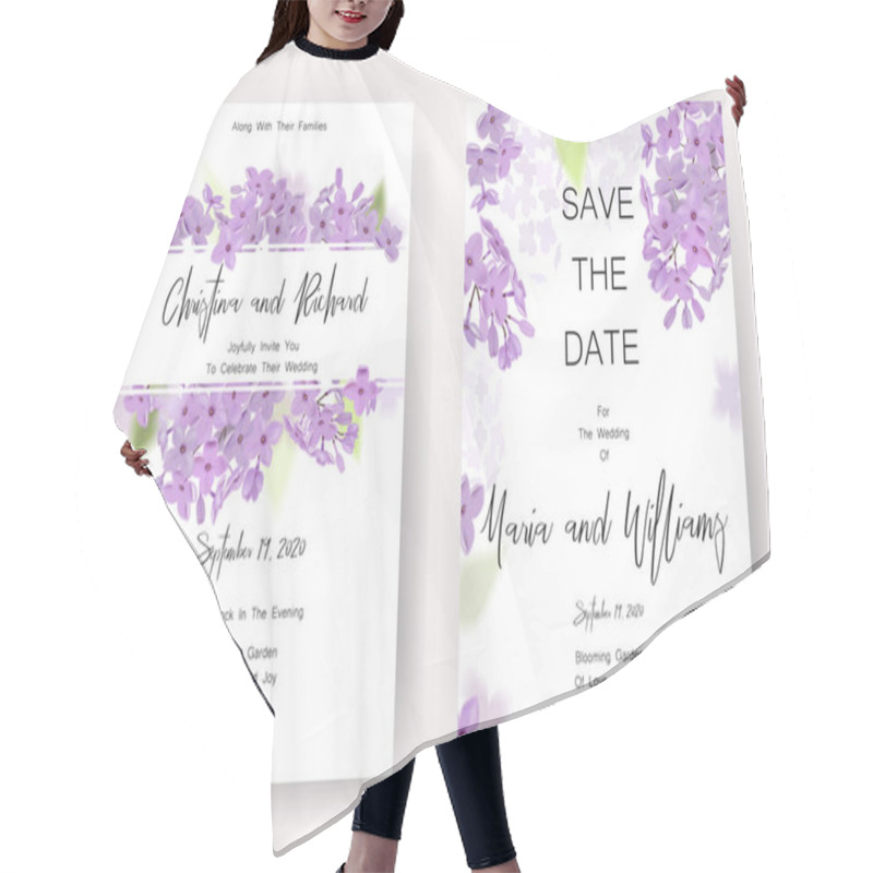 Personality  Save The Date Card, Wedding Invitation, Greeting Card With Beautiful Flowers And Letters Hair Cutting Cape