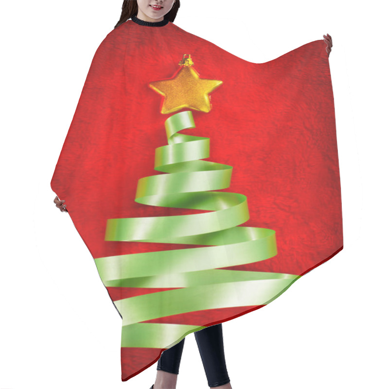 Personality  Green Ribbon Christmas Tree Hair Cutting Cape