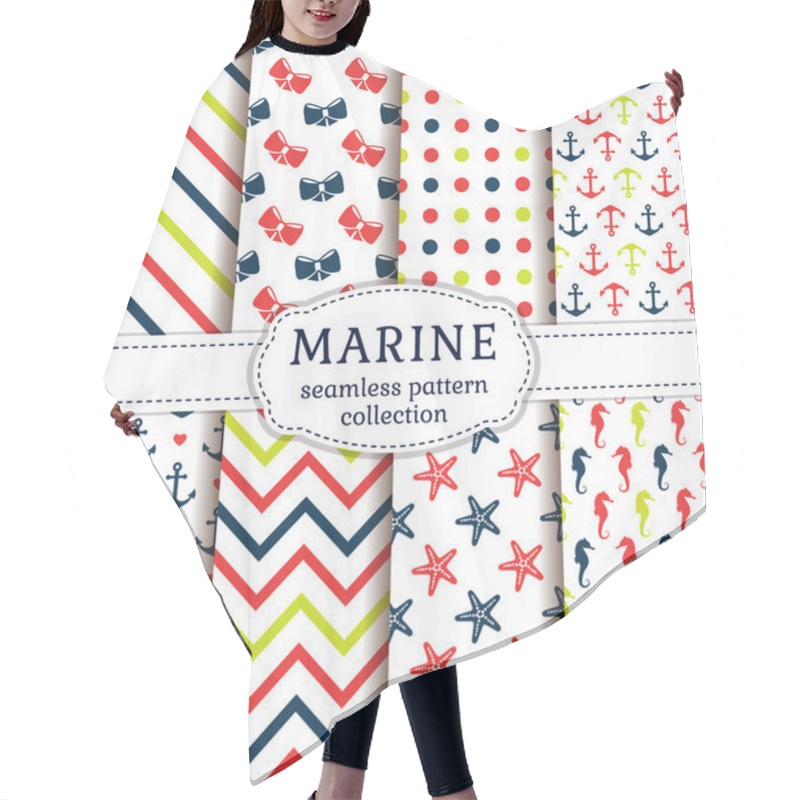 Personality  Sea And Nautical Patterns Set.  Hair Cutting Cape