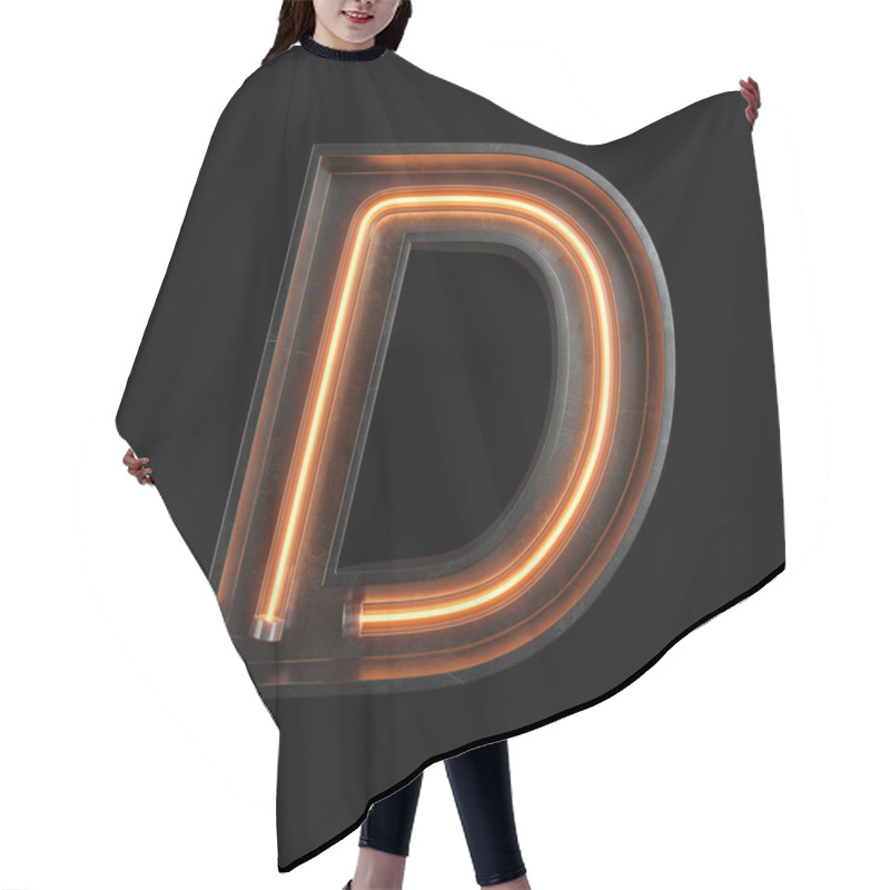 Personality  Neon Light Alphabet D With Clipping Path. 3D Illustration Hair Cutting Cape