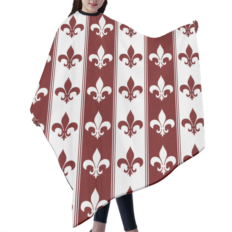 Personality  White And Red Fleur De Lis Textured Fabric Background Hair Cutting Cape