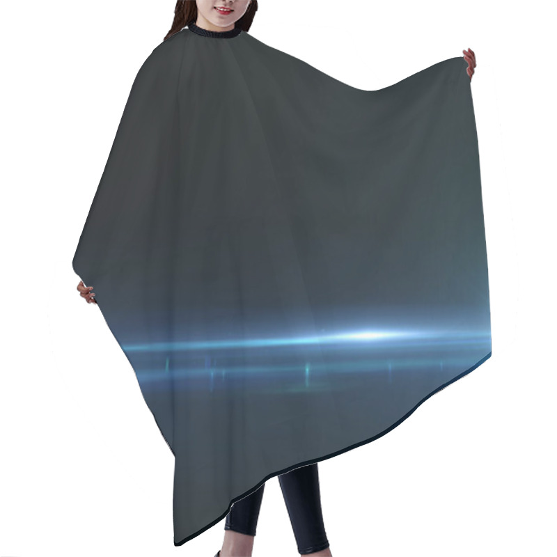 Personality  abstract blue light pulses and glows leaks motion background, with defocus horizontal lines movement effect hair cutting cape