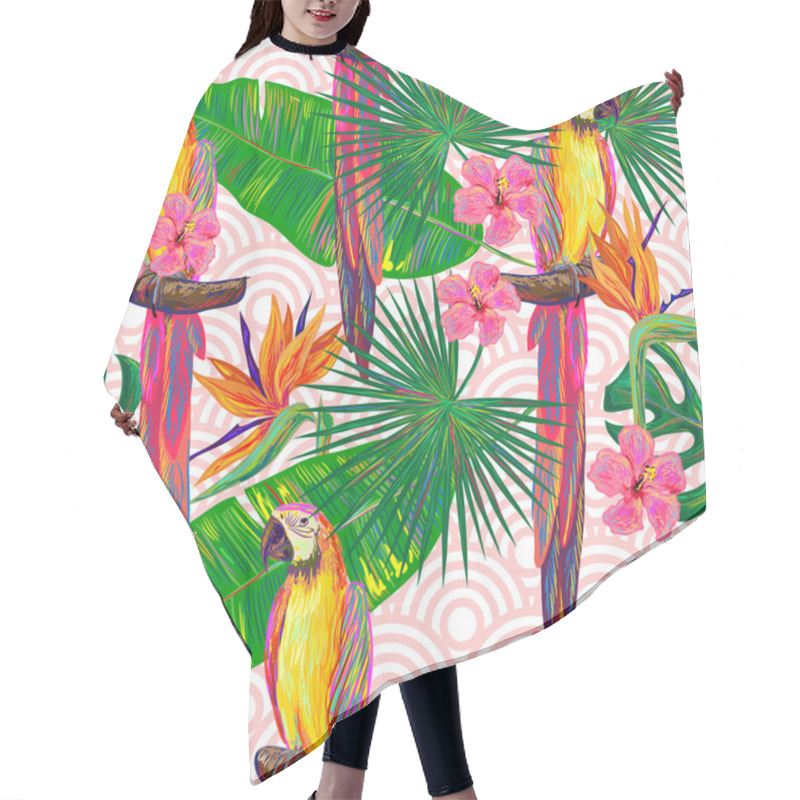 Personality  Seamless Jungle Pattern With Parrots Hair Cutting Cape