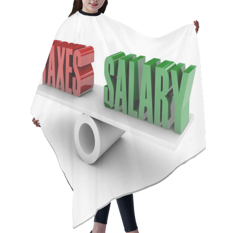 Personality  Taxes And Salary Opposition. Concept 3D Illustration. Hair Cutting Cape