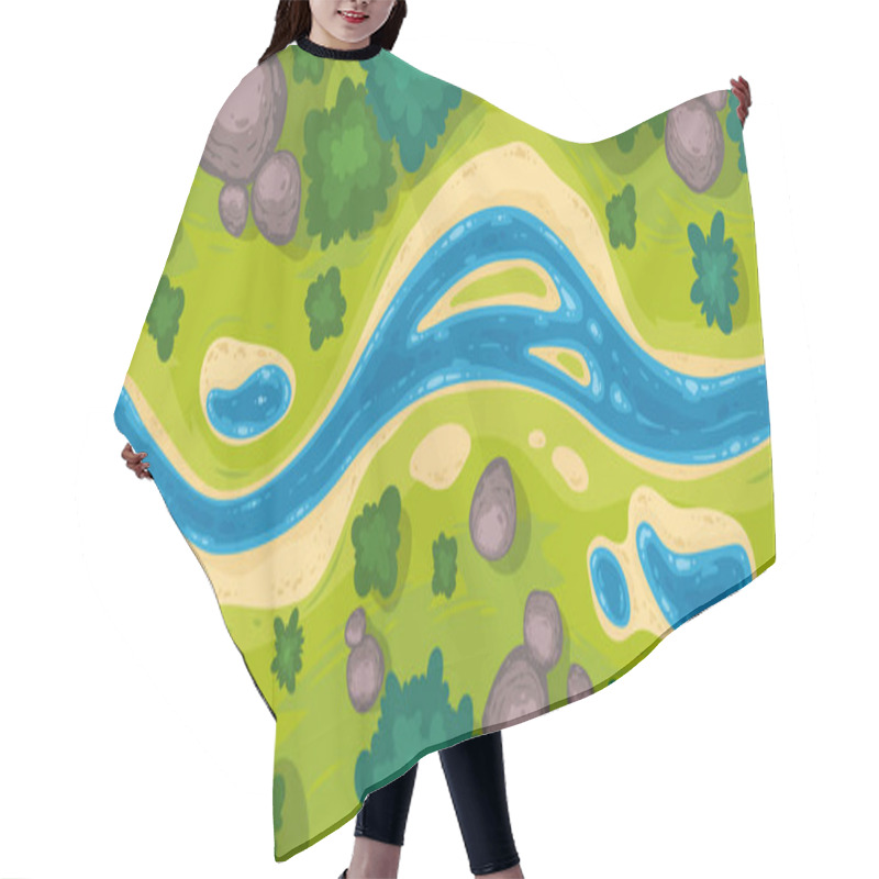 Personality  Vector Seamless Border With River Top View Hair Cutting Cape