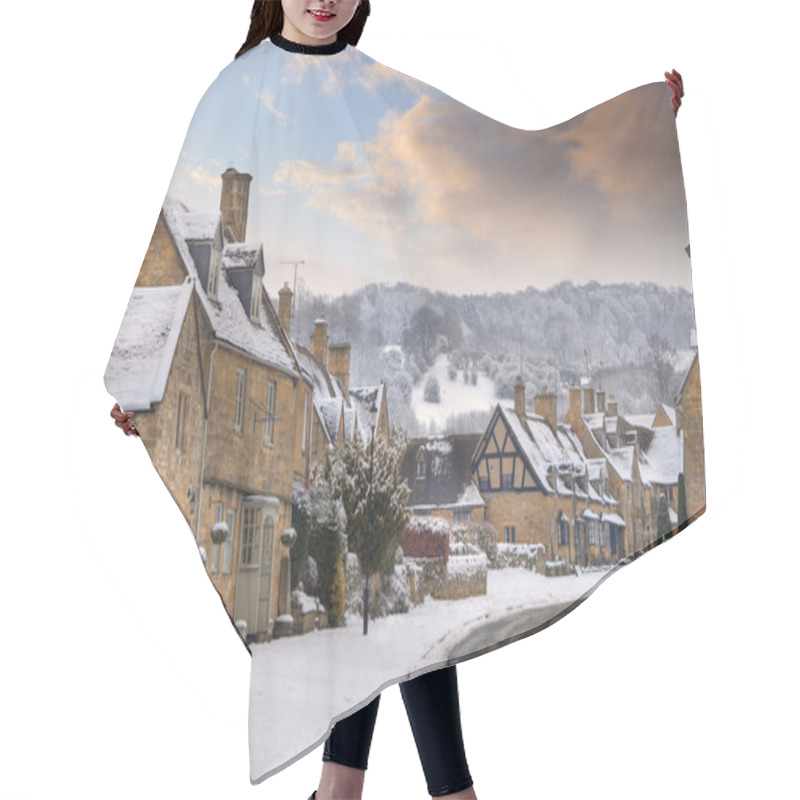 Personality  Cotswold Village Of Broadway In Snow, Worcestershire, England Hair Cutting Cape