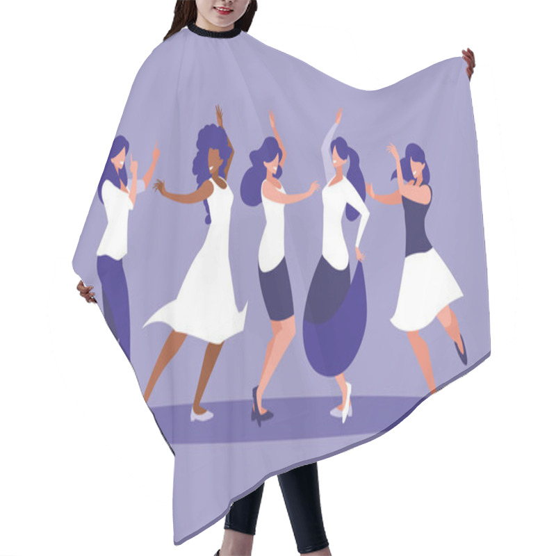 Personality  Group Women Dancing Avatar Character Hair Cutting Cape