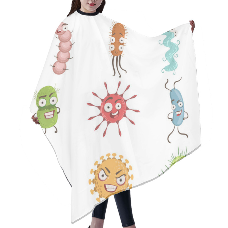 Personality  Viruses And Bacterria Cartoon Characters Set Hair Cutting Cape