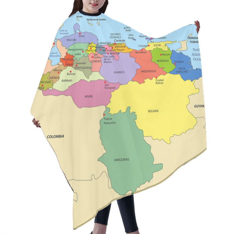 Personality  Vector Political Map Of Venezuela Hair Cutting Cape