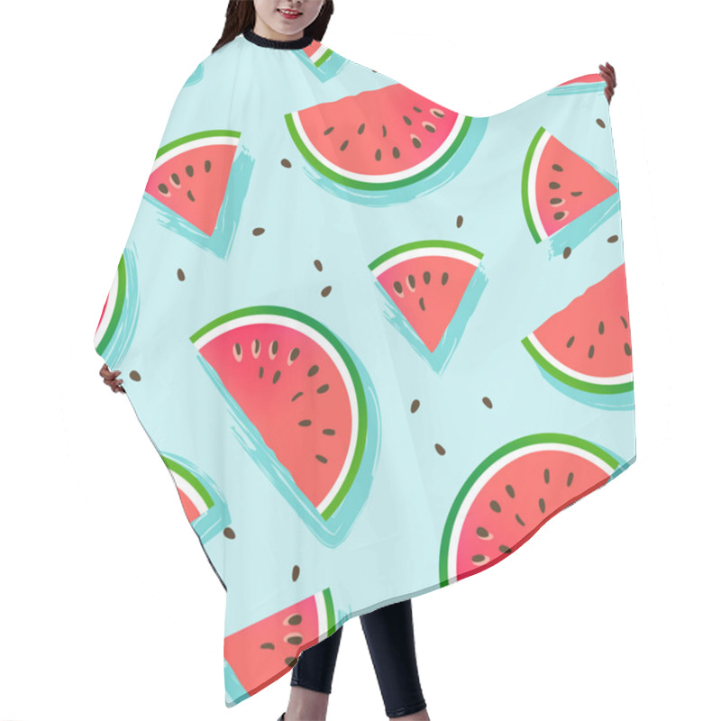 Personality  Watermelons Pattern. Seamless Vector Background. Hair Cutting Cape