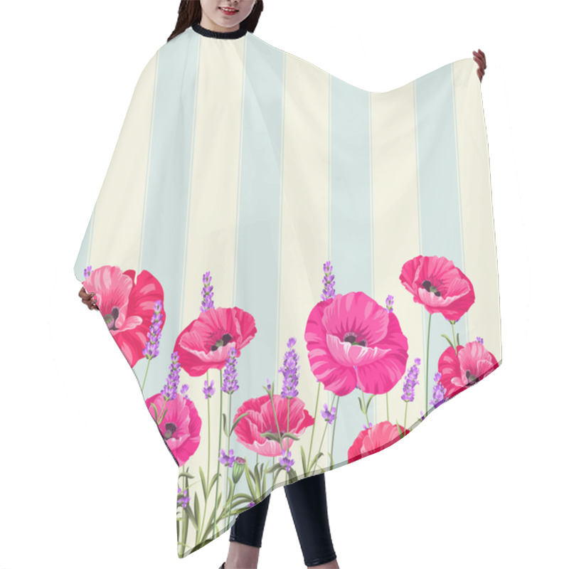 Personality  Pattern Of Poppy Flowers. Hair Cutting Cape