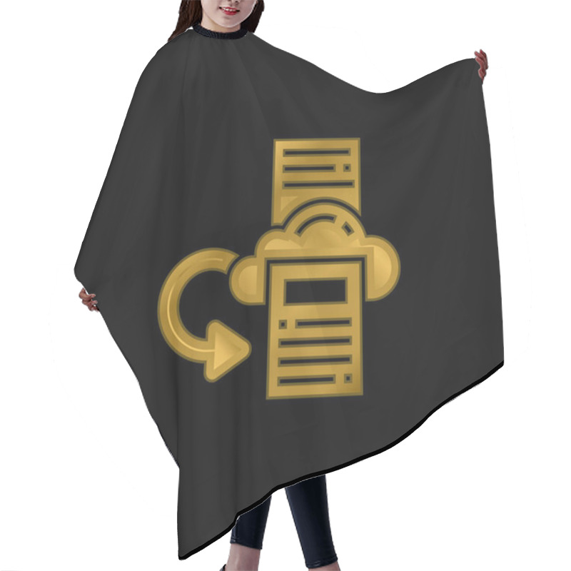 Personality  Backup Gold Plated Metalic Icon Or Logo Vector Hair Cutting Cape