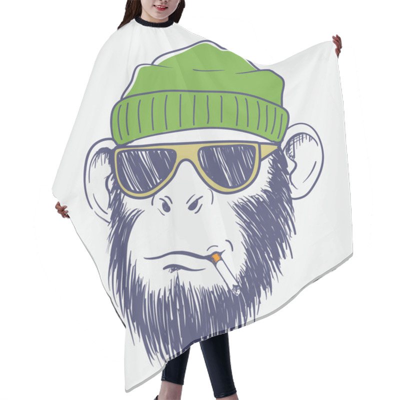 Personality  Cool Monkey Smoking A Cigarette Hair Cutting Cape