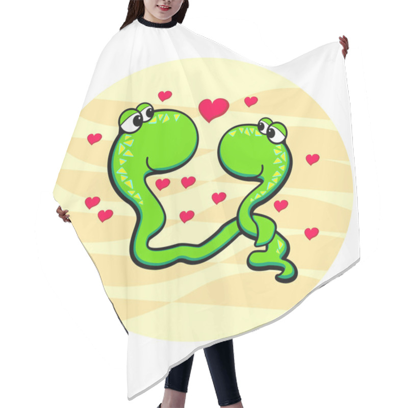 Personality  Snakes In Love. Vector Illustration. Hair Cutting Cape