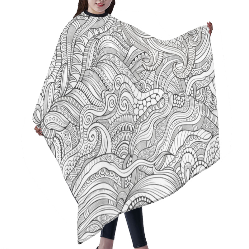 Personality  Abstract Sketchy Decorative Doodles Hand Drawn Ethnic Pattern Hair Cutting Cape