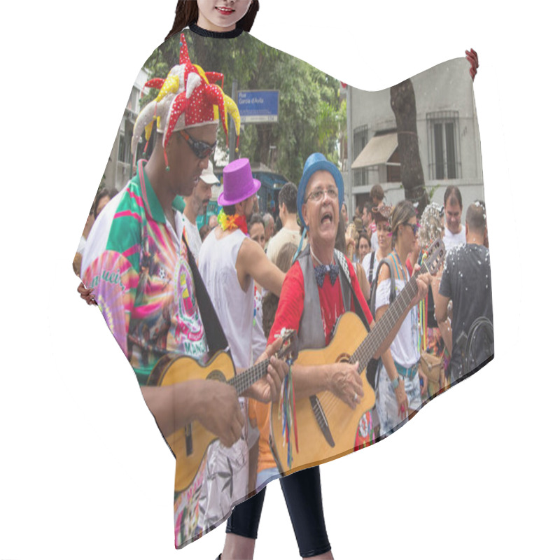 Personality  Rio De Janeiro, Brazil - Frebuary 15, 2015: People Celebrating Carnival On The Streets Of Ipanema Hair Cutting Cape