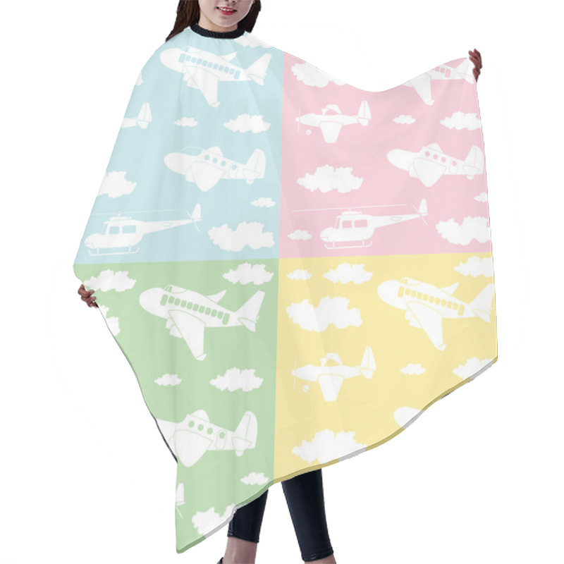 Personality  Cartoon Aircrafts Pattern Hair Cutting Cape