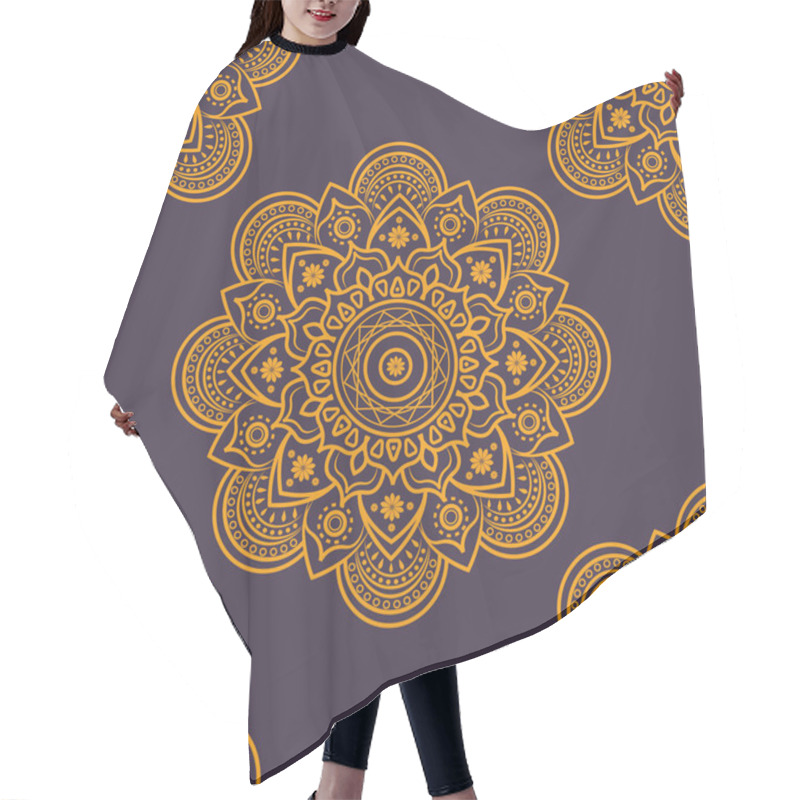 Personality  Seamless Golden Mandala Pattern On Violet Background Hair Cutting Cape