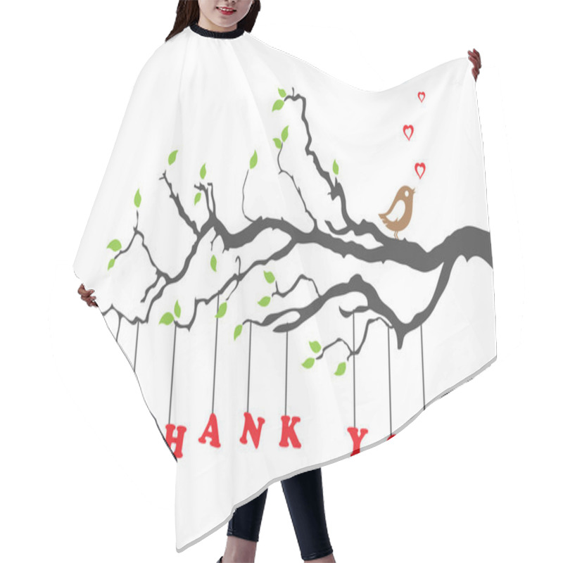 Personality  'Thank You' Greeting Card With Bird Hair Cutting Cape