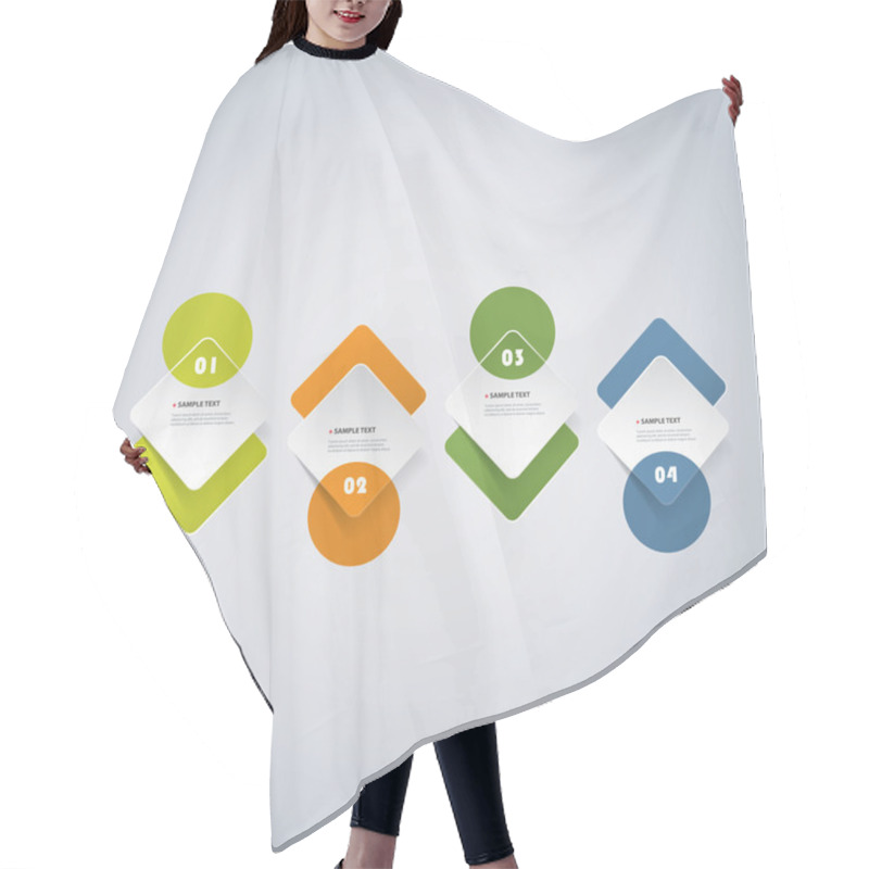 Personality  Colorful Minimal Paper Cut Infographics Timeline Design - Round Squares With Circles Hair Cutting Cape