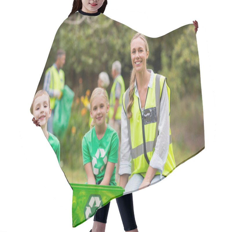 Personality  Happy Family Collecting Rubbish  Hair Cutting Cape