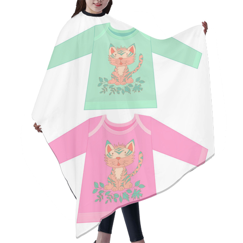 Personality  Baby Clothes With Cartoon Animals. Sketchy Little Pink Tiger Cub Hair Cutting Cape