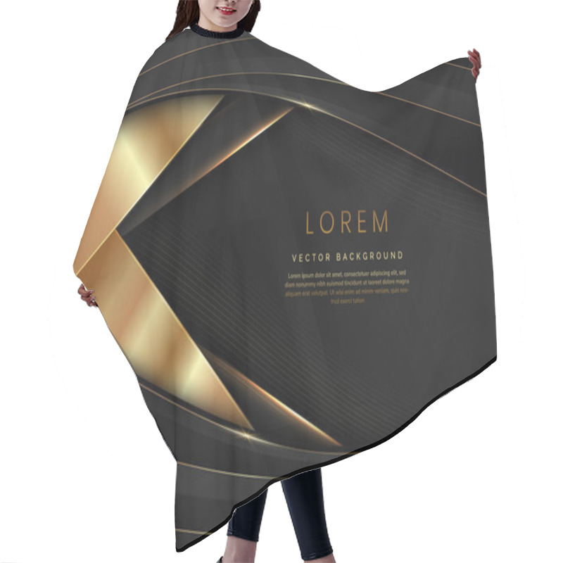 Personality  3D Modern Luxury Template Design Black And Grey Curved Shape And Golden Curved Line Background. Vector Illustration Hair Cutting Cape