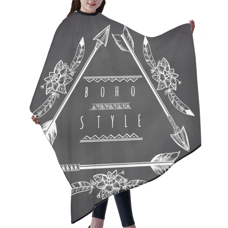 Personality  Boho Frame With Arrows On Blackboard Hair Cutting Cape