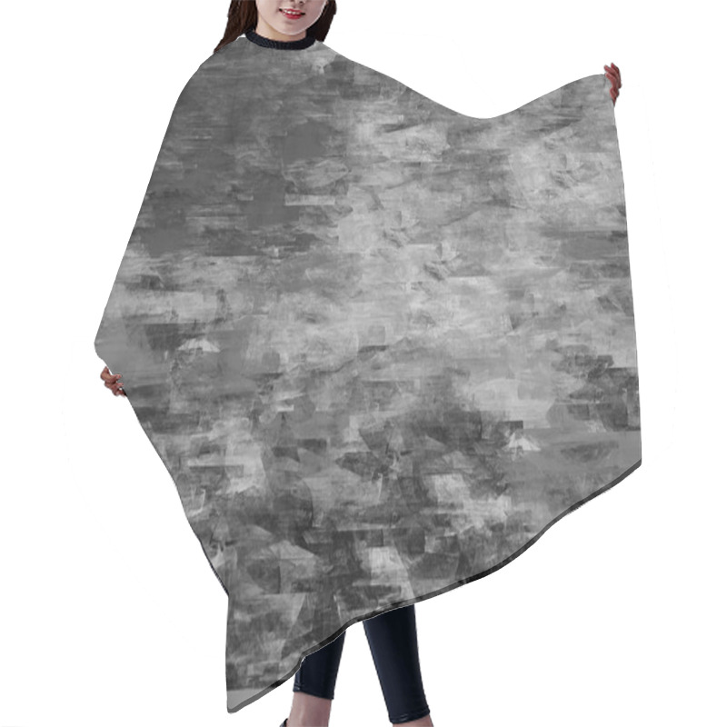 Personality  Monochrome Oil Effect Painting Arbitrary Smears Tile Pattern Plaster Surface Charcoal Digital Painted Black White Backdrop Grey Shades Modern Design Hair Cutting Cape