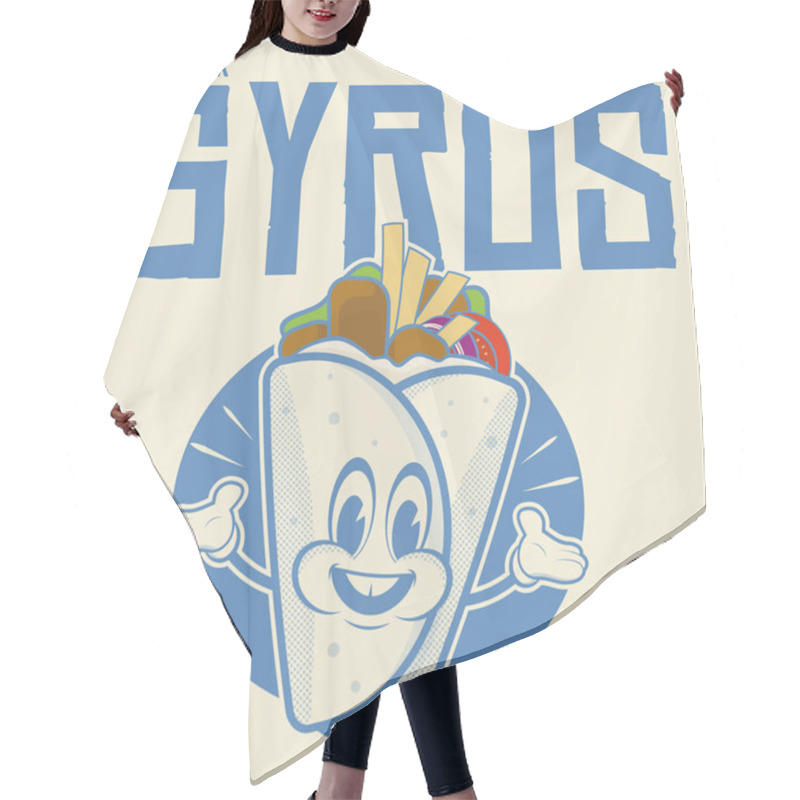 Personality  Funny Gyros Or Pita Logo In Retro Cartoon Style Hair Cutting Cape