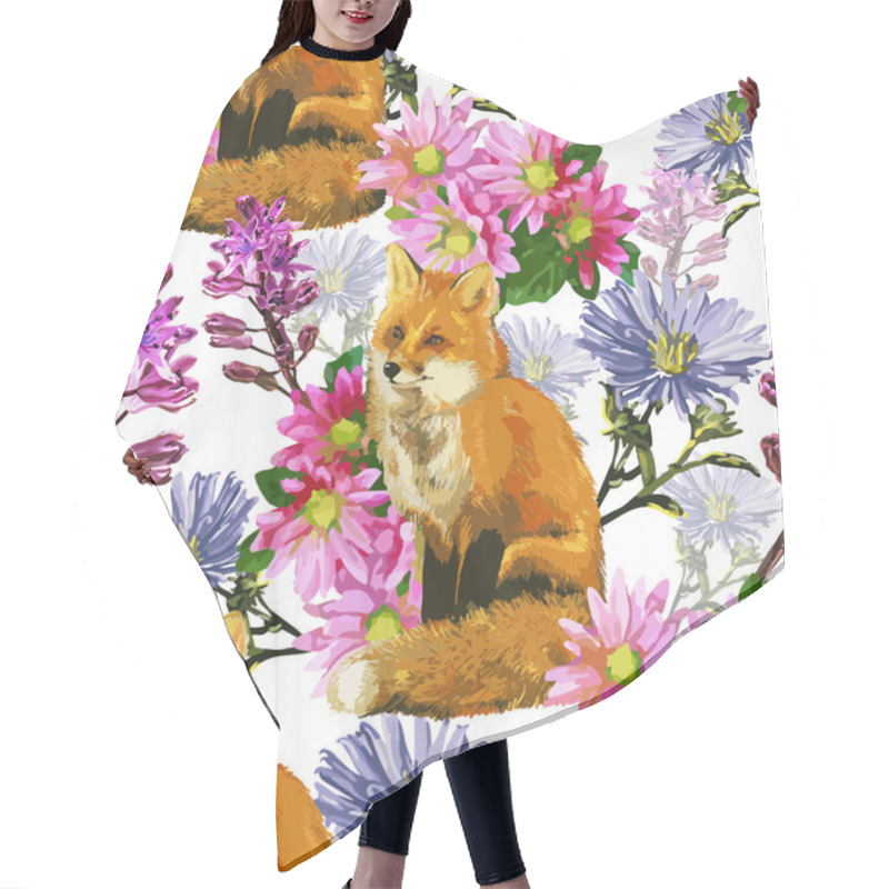 Personality  Pattern With Foxes And Flowers Hair Cutting Cape