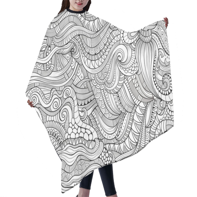 Personality  Abstract Sketchy Doodles Hand Drawn Ethnic Pattern Hair Cutting Cape