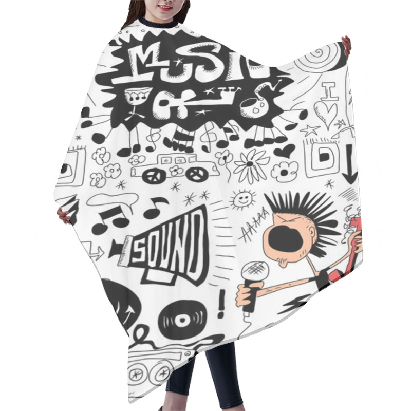 Personality  Doodle Music, Hand Drawn Design Elements Hair Cutting Cape