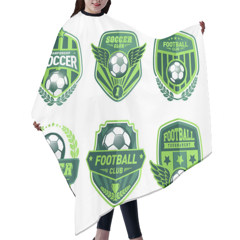 Personality  Set Of Soccer Football Crests And Logo Emblem Designs Hair Cutting Cape