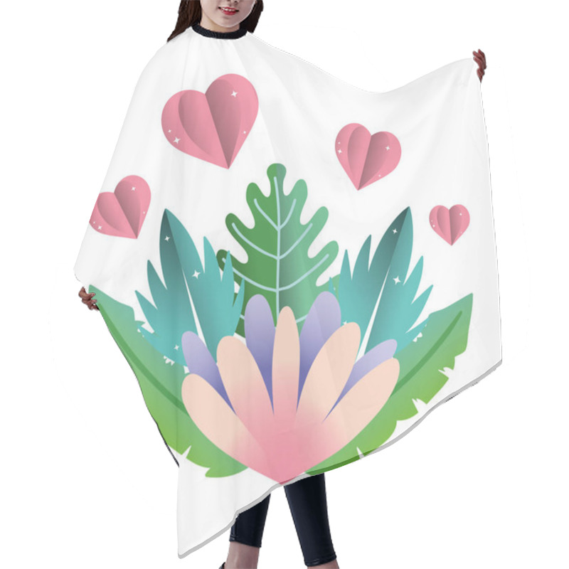 Personality  Nice Flower With Hearts And Exotic Plant Vector Illustration Hair Cutting Cape