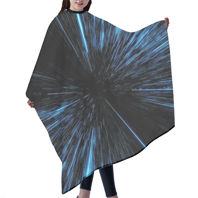 Personality  Space Travelling In The Speed Of Light.  Abstract Light, Fibre-optic. Super Speed. Particle Or Space Traveling. Particle Zoom Background. Hair Cutting Cape