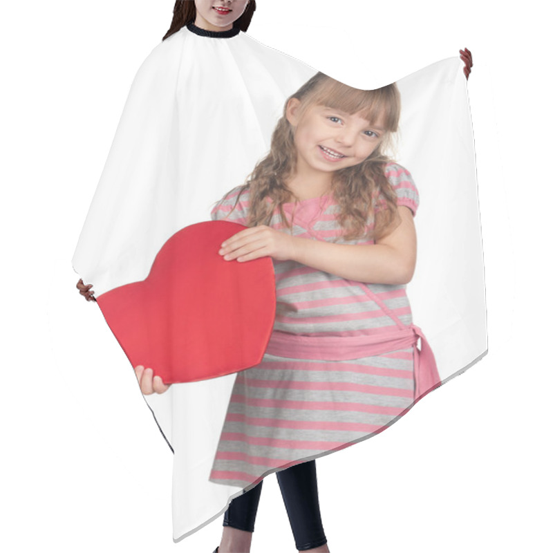 Personality  Little Girl With Red Heart Hair Cutting Cape