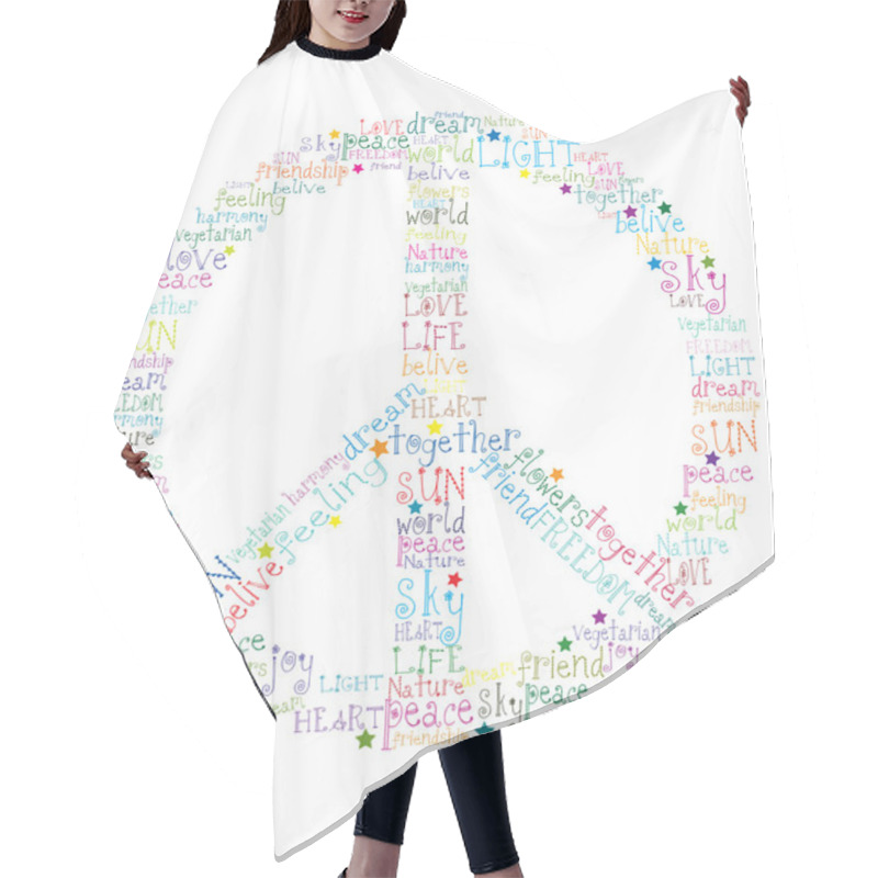 Personality  Peace Symbol Word Hair Cutting Cape