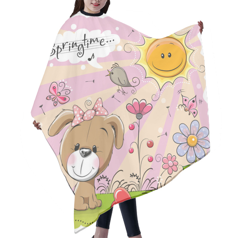 Personality  Puppy On The Meadow Hair Cutting Cape